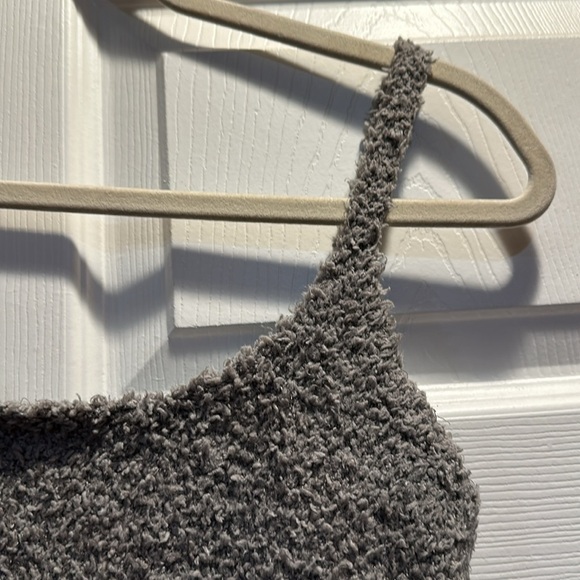 SKIMS Cozy Knit Crop Tank Bra Top S/M Dark Gray - Picture 4 of 6